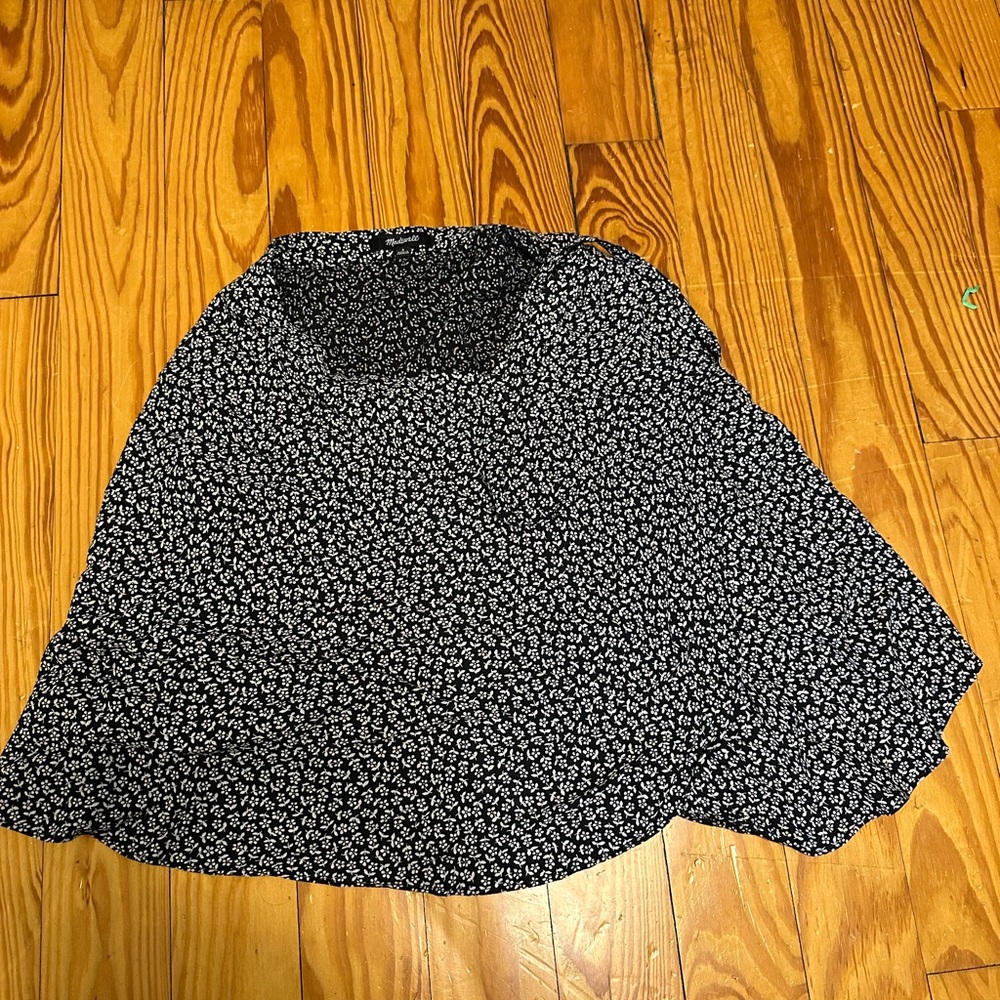Madewell Black and White Asymmetrical Skater Skirt